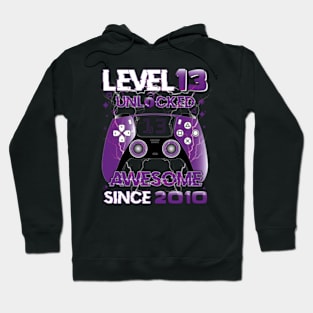 Purple Level 13 Unlocked 13th Birthday Gamer Gifts 13 Year Old Boys Hoodie